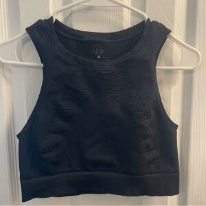 NUX Cyclebar One By One Seamless Yoga Crop Top, size L, black, EUC